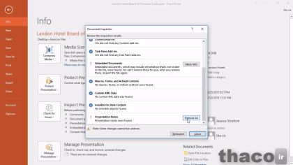 Inspecting a presentation for stray comments