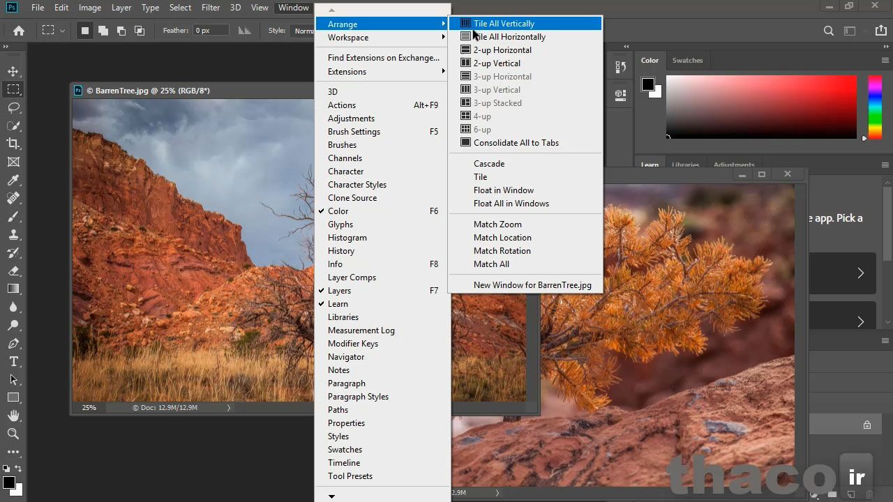 Working with multiple documents in photoshop