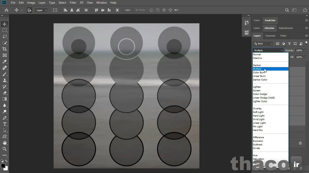 Apply blend modes to layers and groups