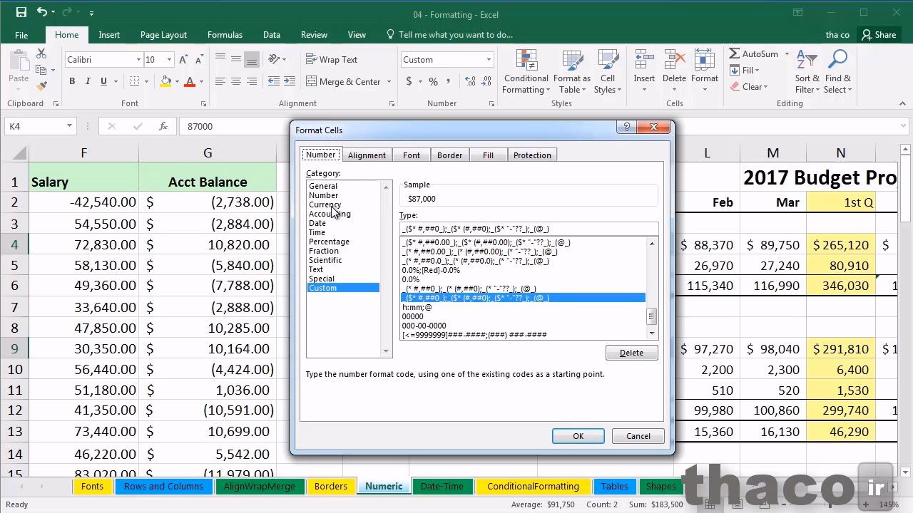Exploring numeric and special formatting