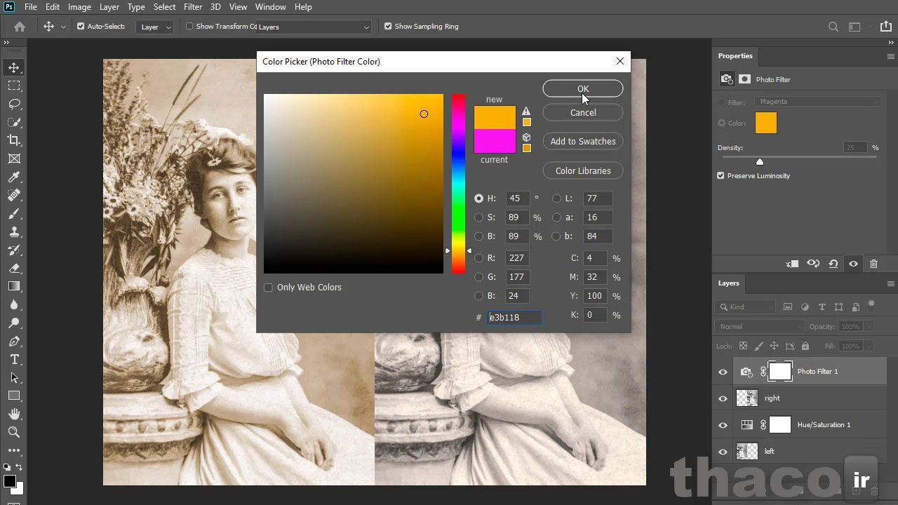 Tinting images using adjustment layers