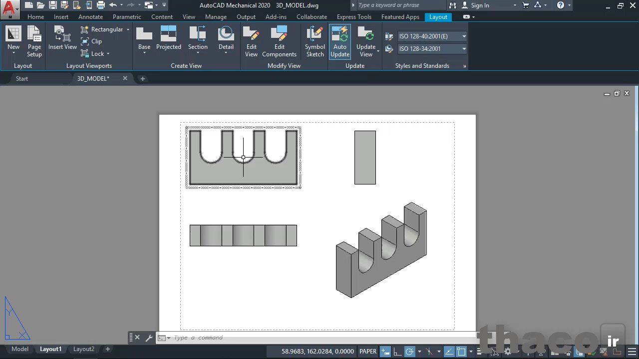 Creating views associated with a 3D model