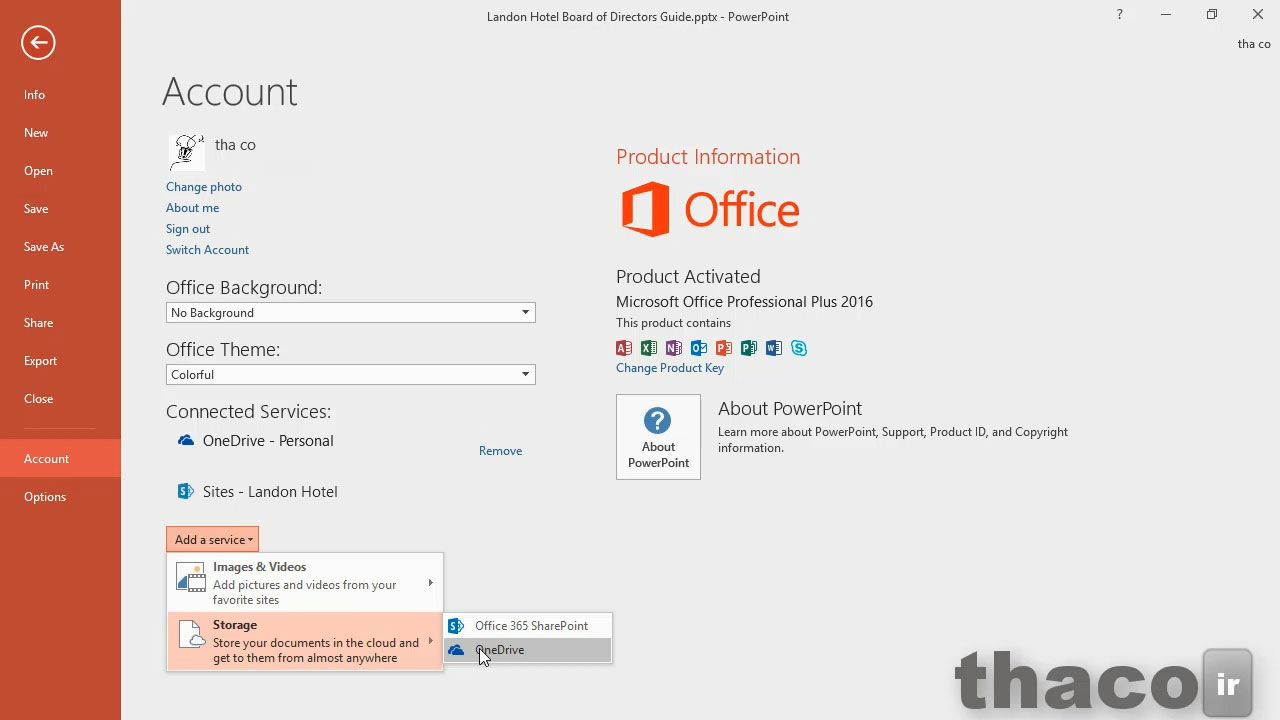 Connecting PowerPoint to your OneDrive account