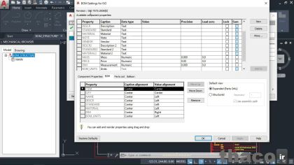 Creating and editing a bill of materials in the Structure workspace