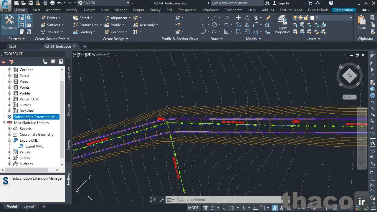 Toolspace in AutoCAD Civil 3D