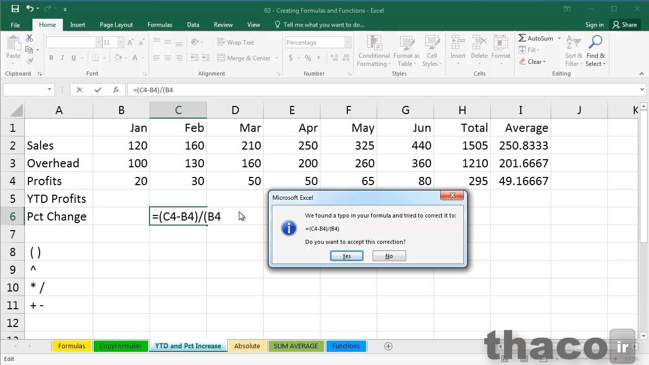 Creating a percentage-change formula