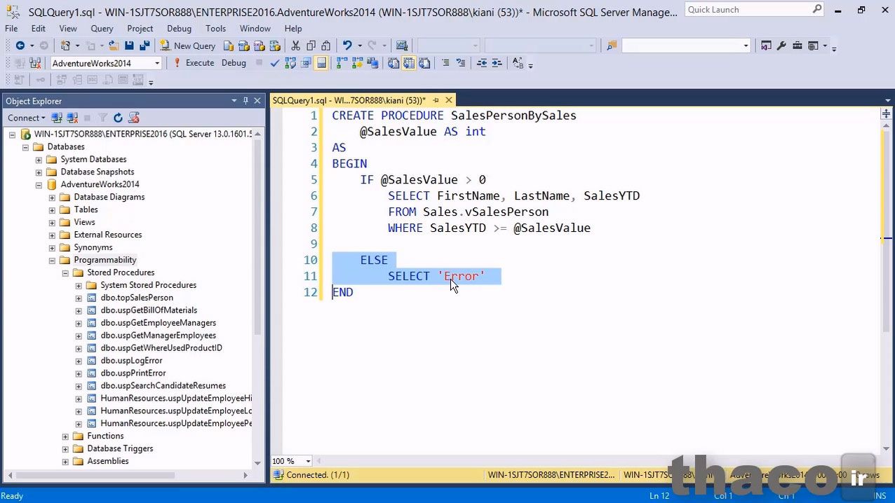 Parameterized stored procedures