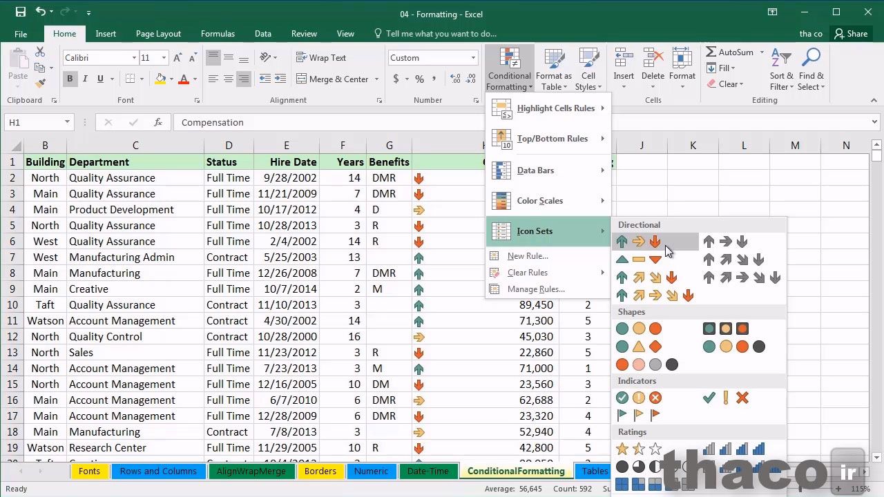 using conditional formatting