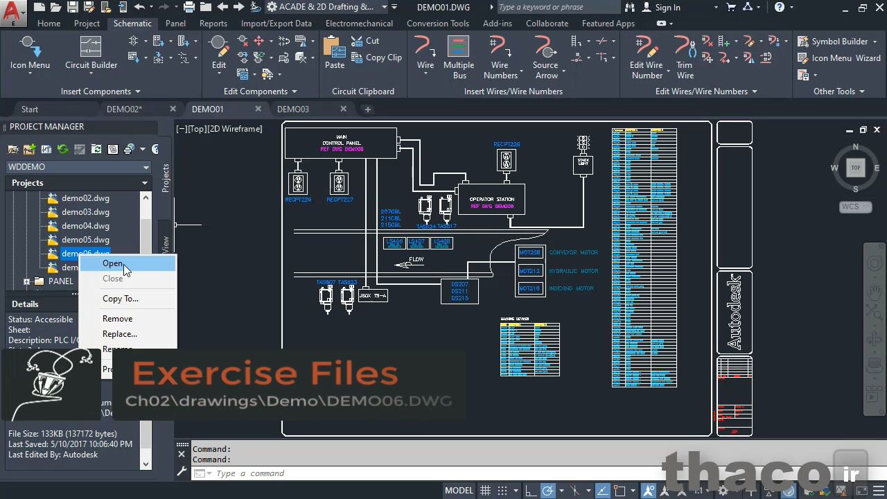 Opening drawings in AutoCAD Electrical