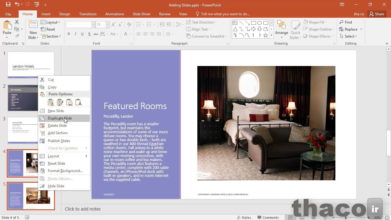Adding and removing slides
