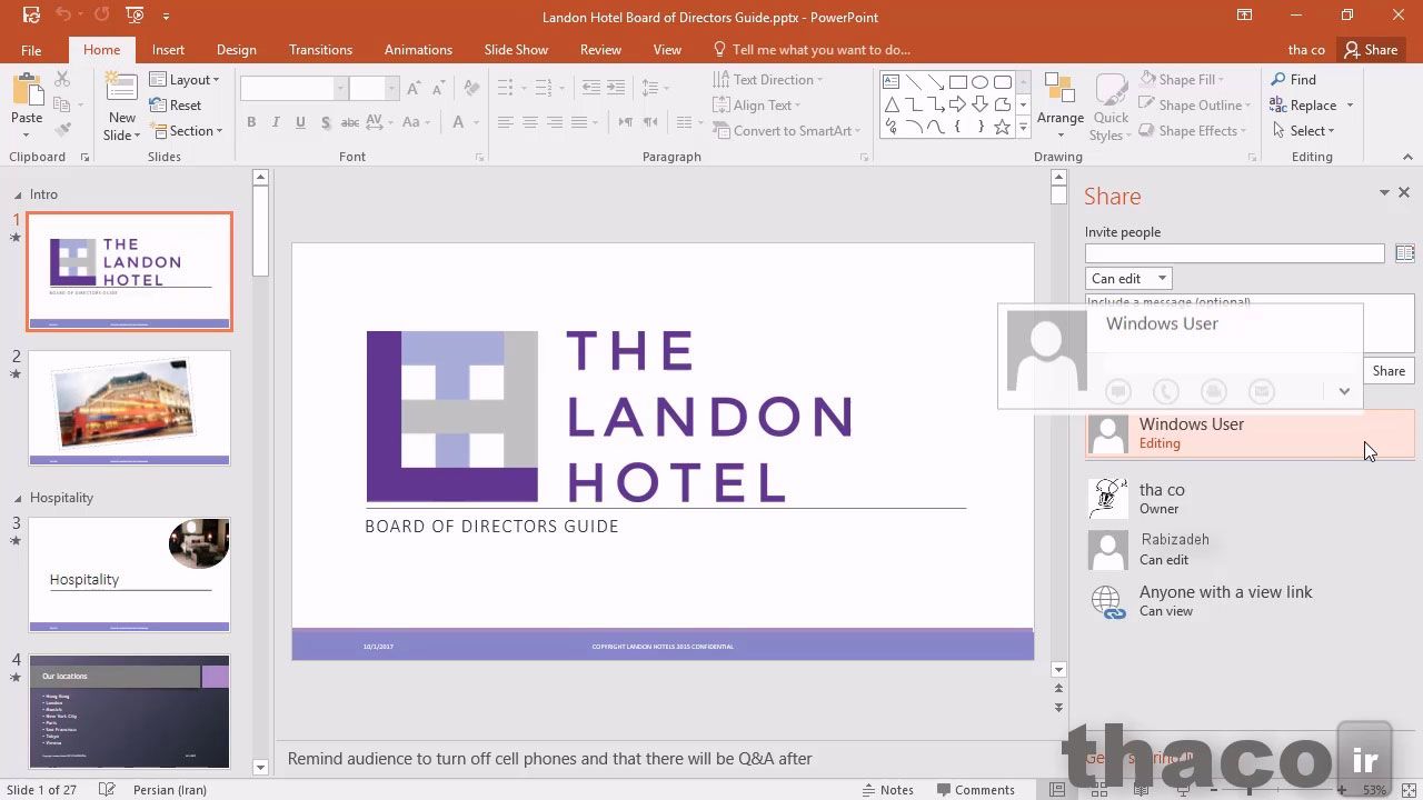 Sharing the presentation with others