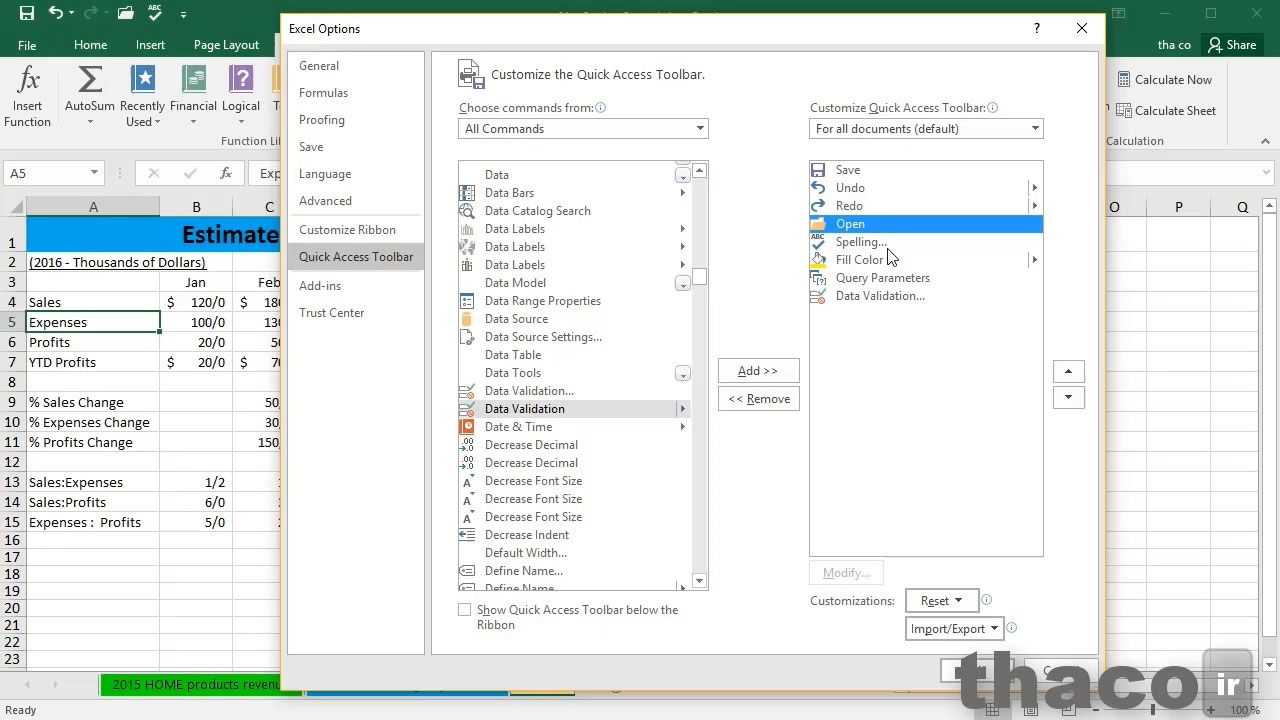 Using the Quick Access Toolbar in Excel