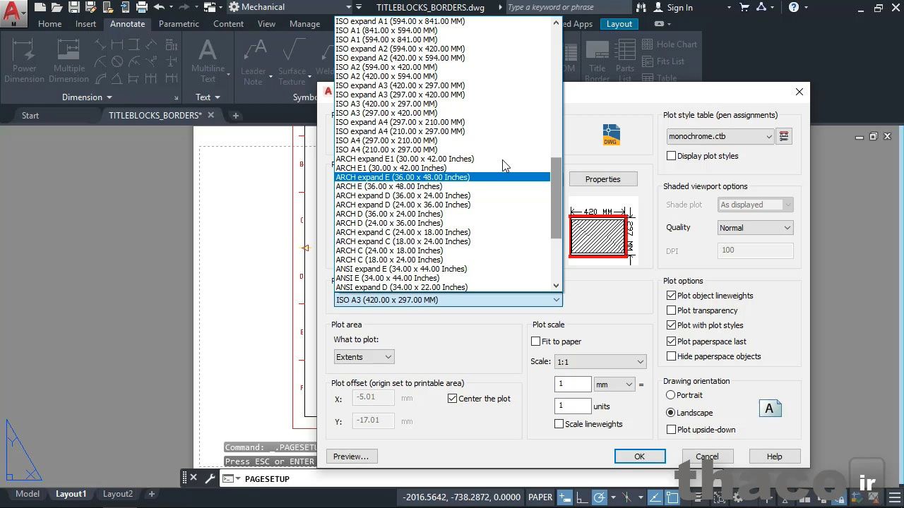 Inserting title blocks and borders