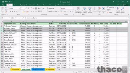 Hiding and unhiding rows and columns