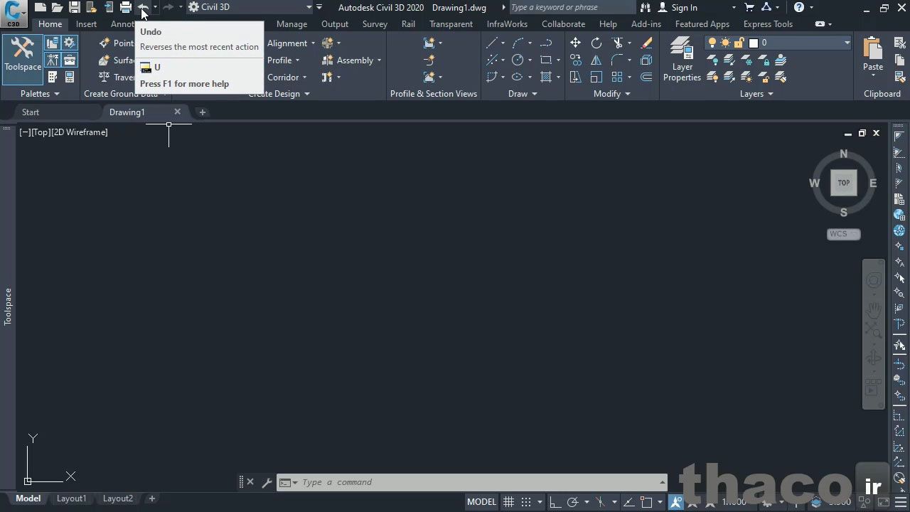 Quick Access Toolbar in AutoCAD Civil 3D