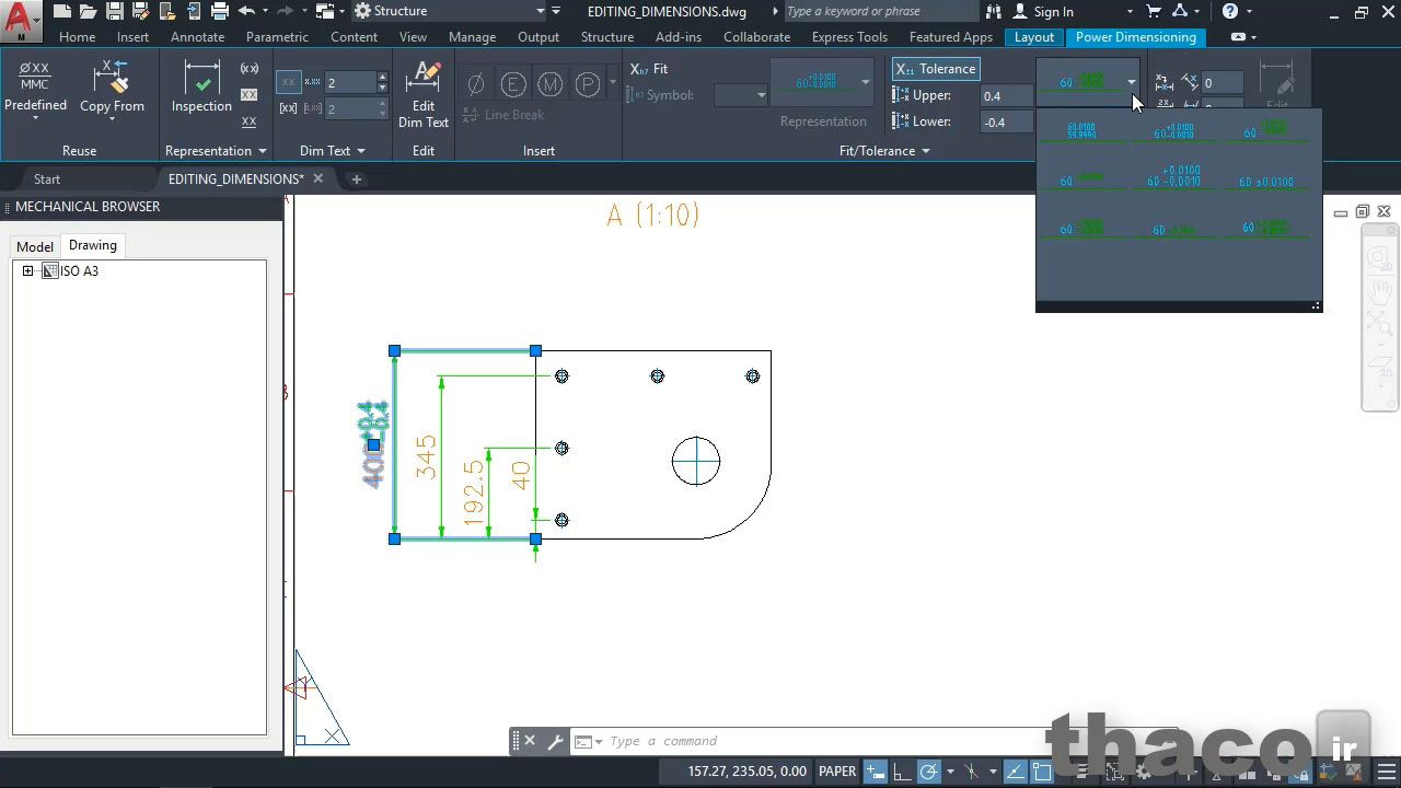 Editing dimensions