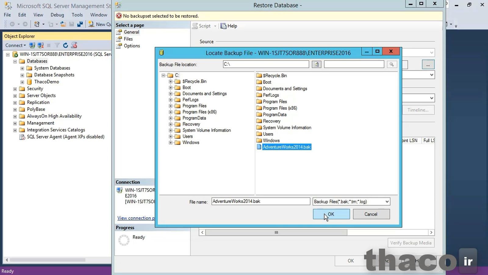 Installing sample database