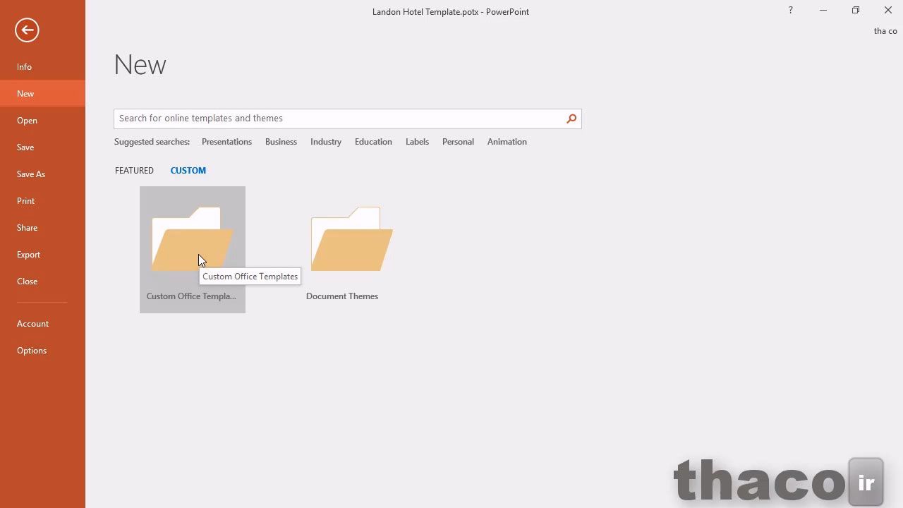 Saving a presentation as a template