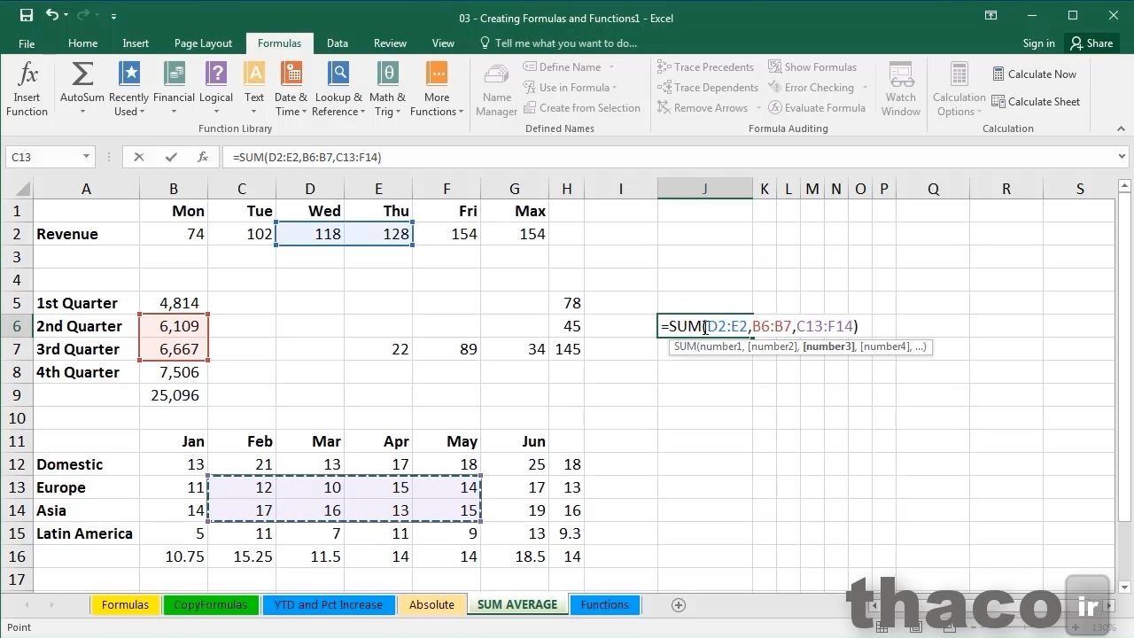 Using SUM and AVERAGE
