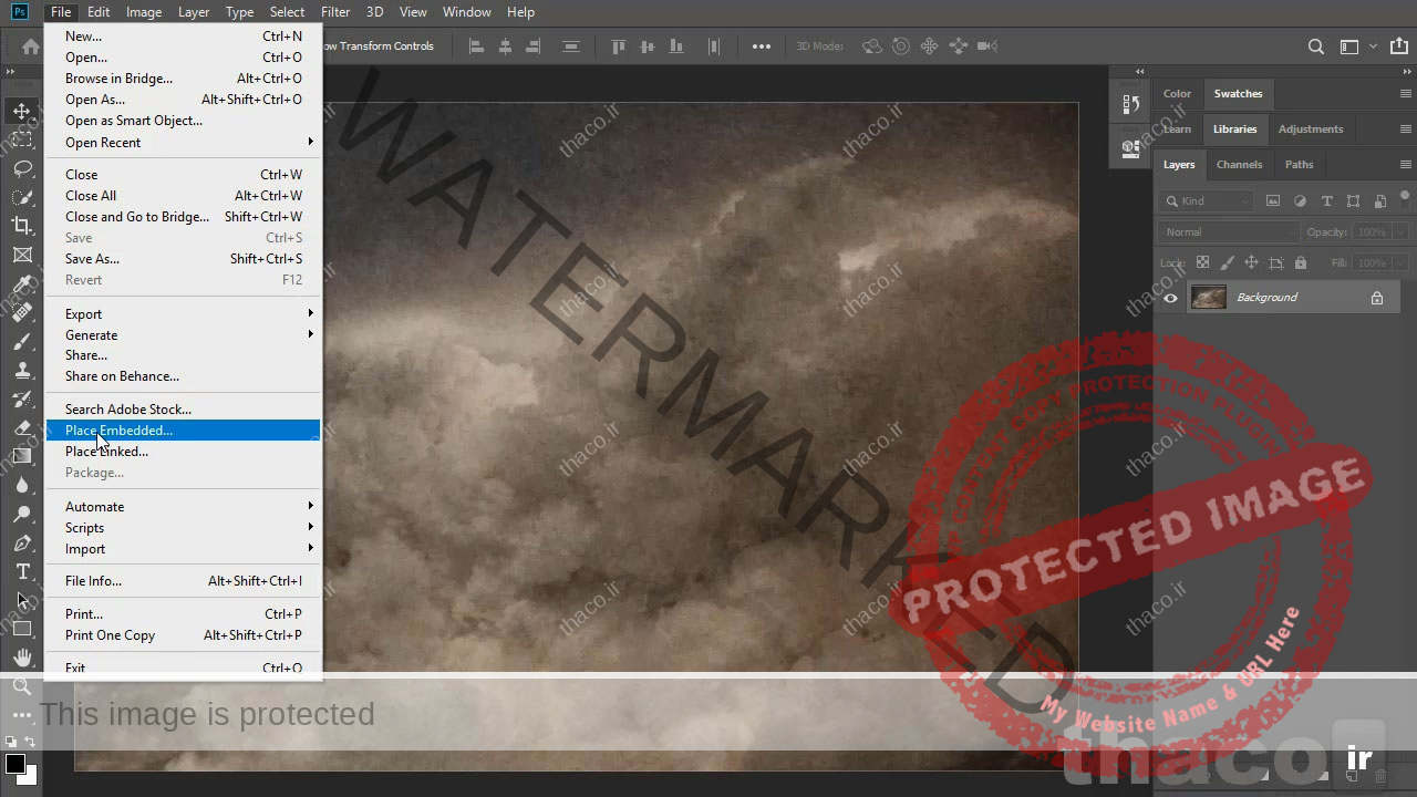 گزینه place embedded فتوشاپ