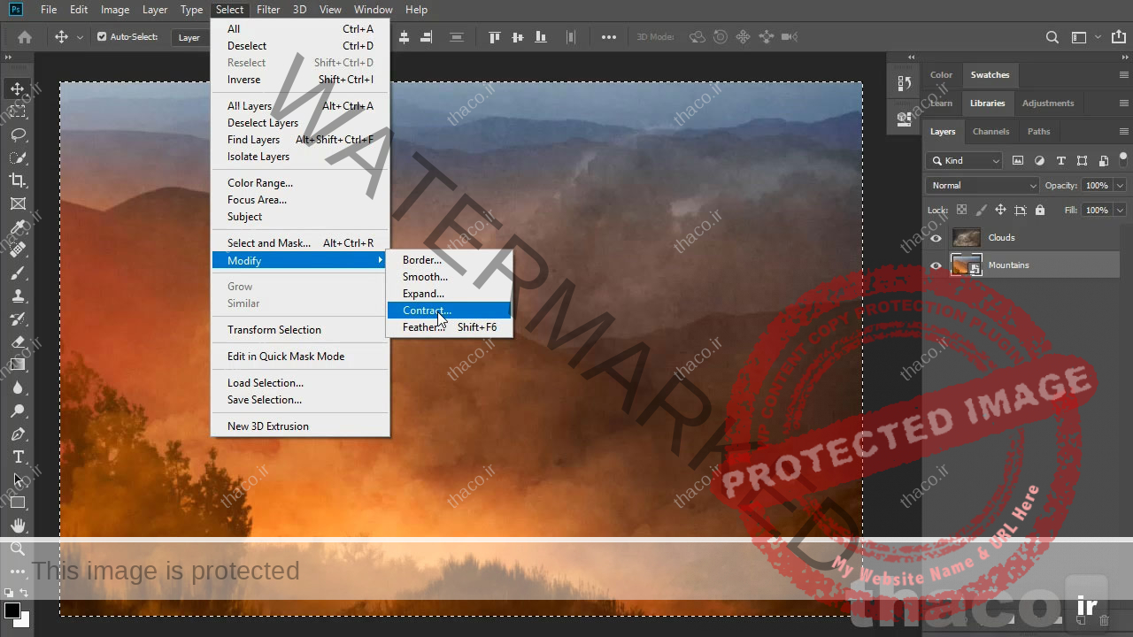 گزینه contract فتوشاپ