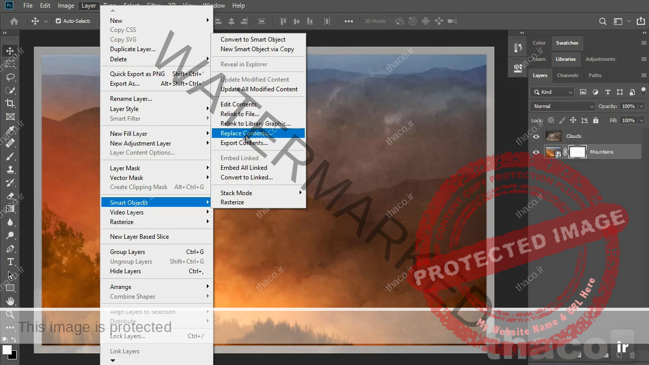 گزینه replace contents فتوشاپ