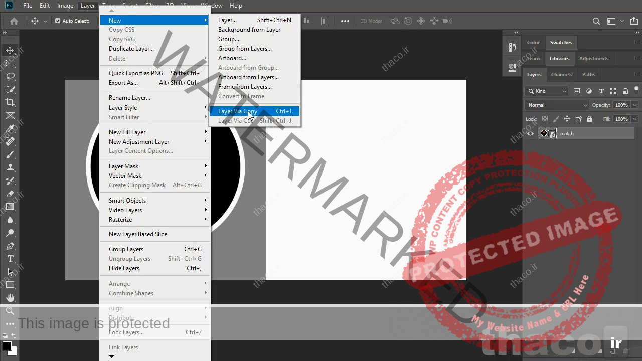 گزینه Layer via Copy فتوشاپ