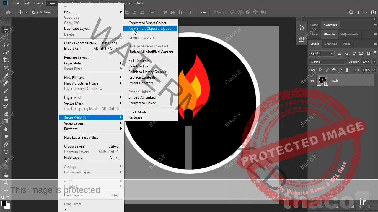 گزینه New Smart Object via Copy فتوشاپ