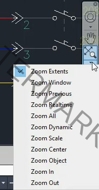 ابزارهای zoom برای اعمال پنجره Zoom Extents