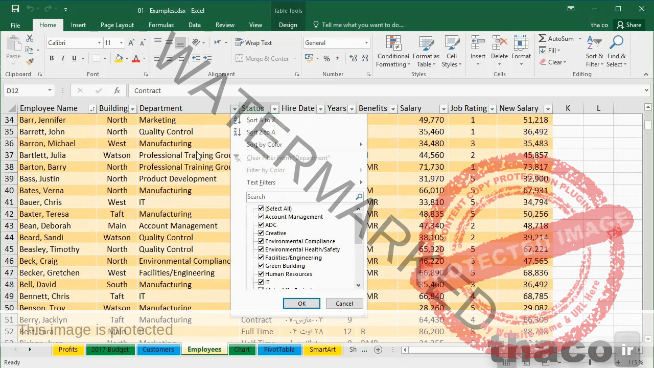 فیلتر داده های اکسل