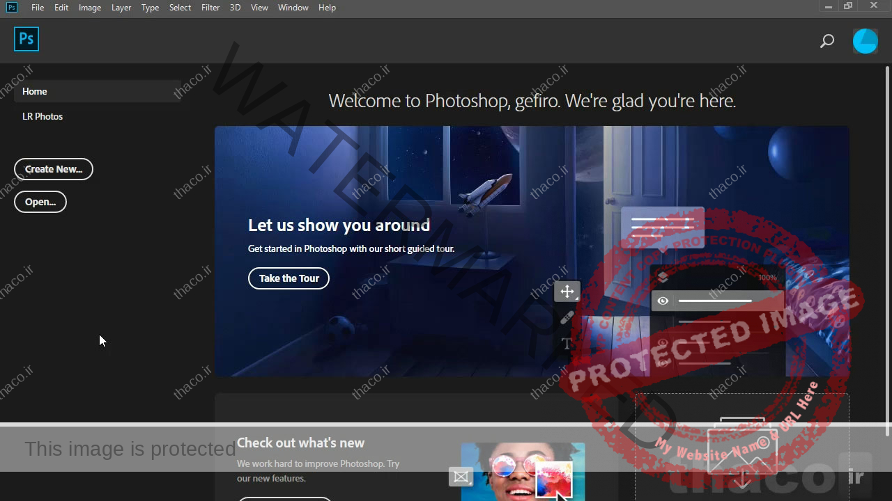 محیط شروع بکار نرم افزار فتوشاپ