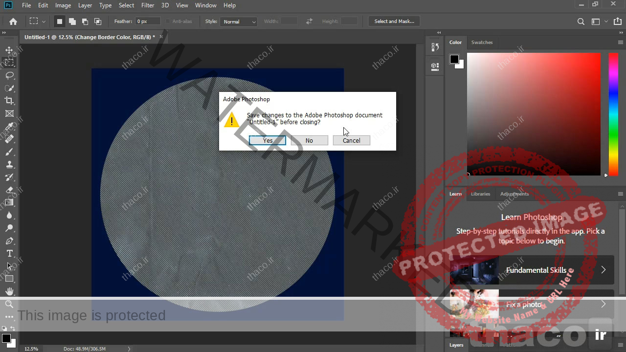 ذخیره نکردن سند در فتوشاپ
