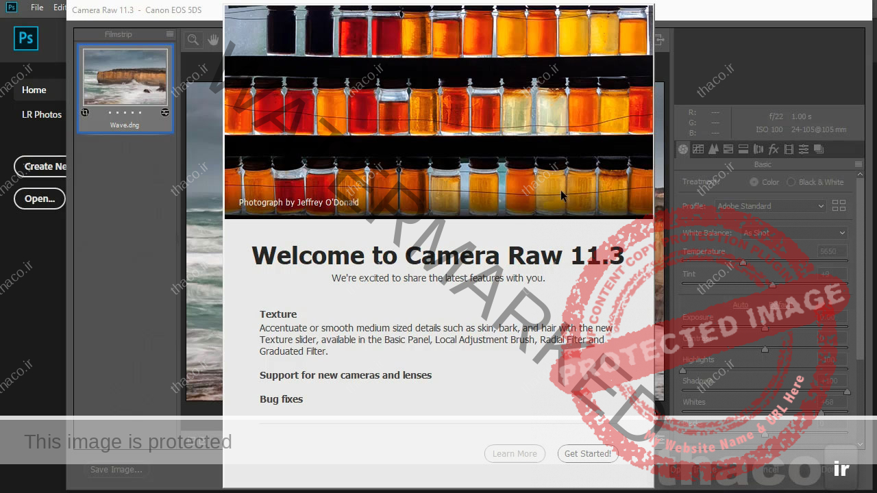 باز کردن فایل در camera raw