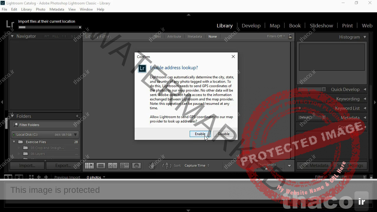 پیغام Enable address lookup? در Adobe Lightroom