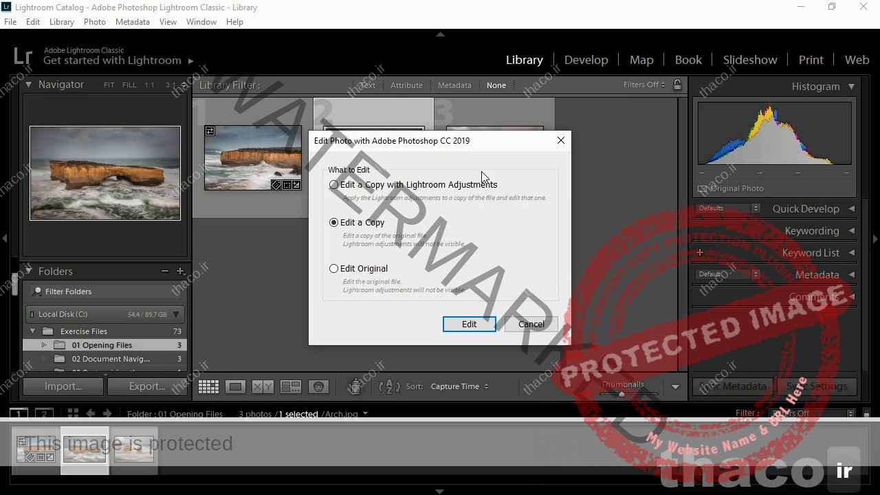 کادر محاوره ای Edit in Adobe Photoshop در ادوبی لایت روم