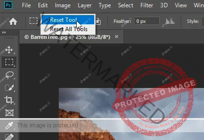 ریست ابزارک های فتوشاپ