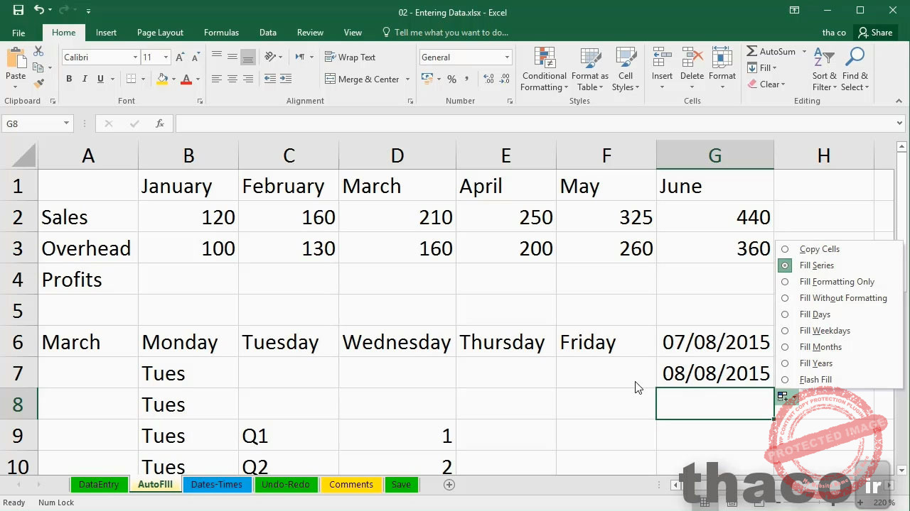 Entering data with AutoFill