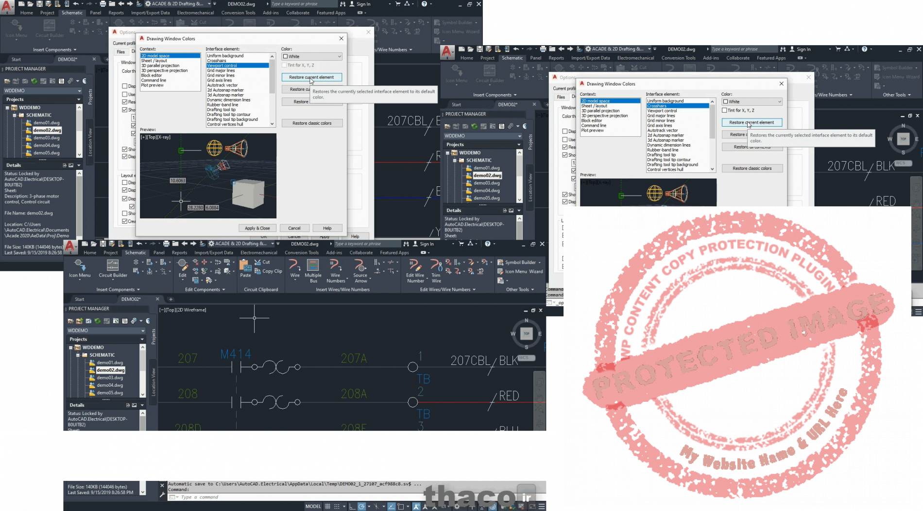 restore color from AutoCAD option setting