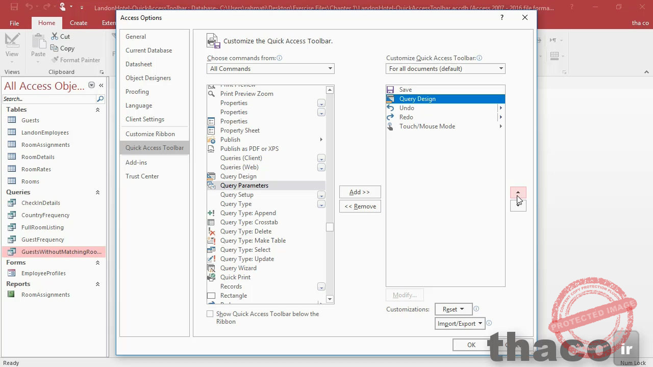 Using the Quick Access Toolbar in Access