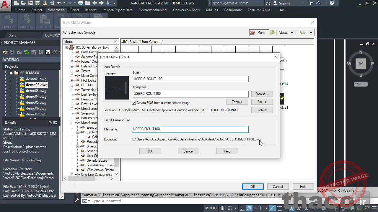 Adding saved circuits to the icon menu