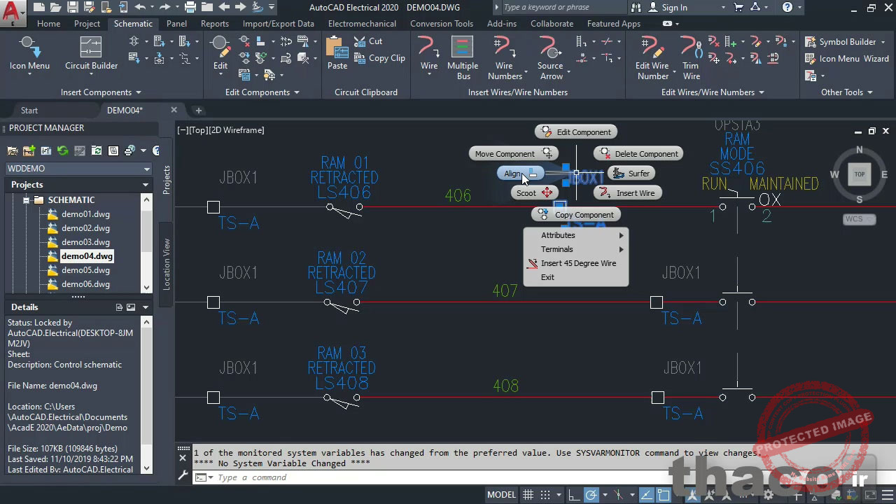 Aligning components in AutoCAD Electrical