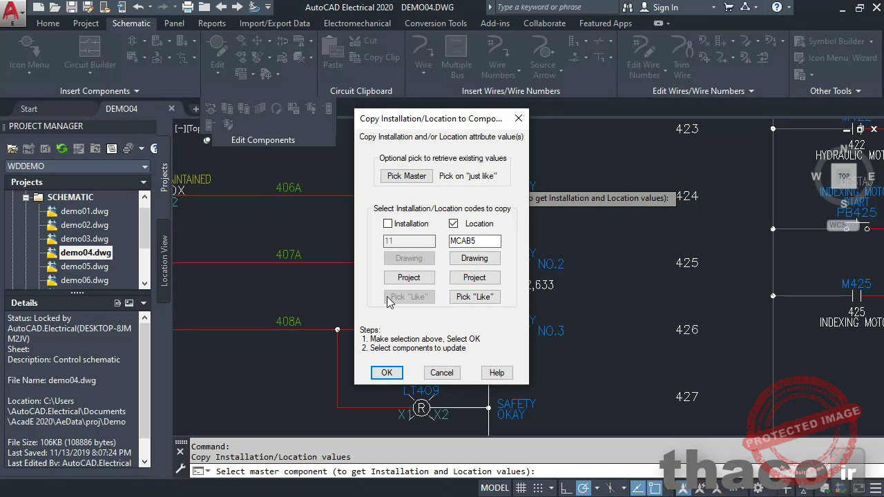Copying installation and location code values
