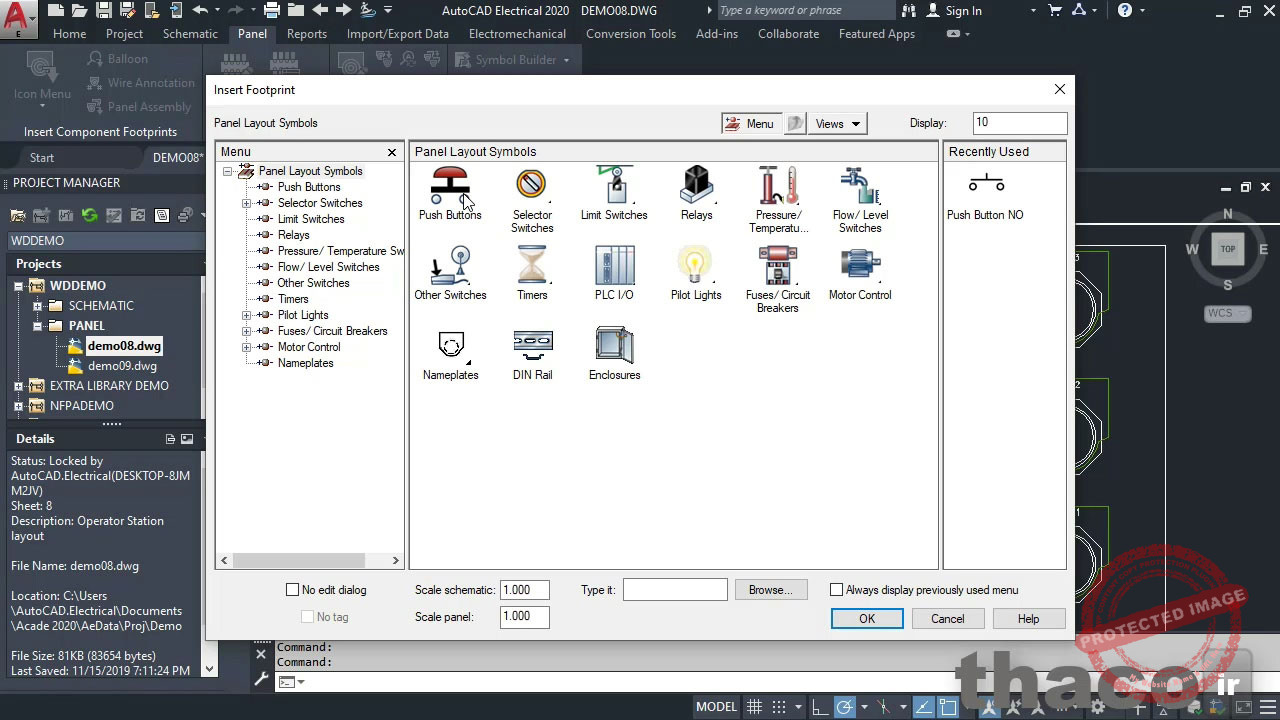 Using Insert Footprints (icon menu)