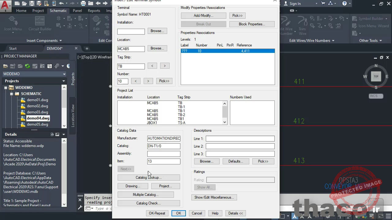 Inserting terminal symbols into drawings