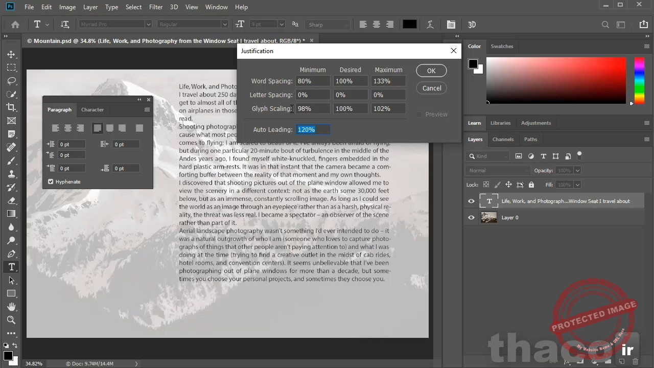 Working with paragraph (area) type