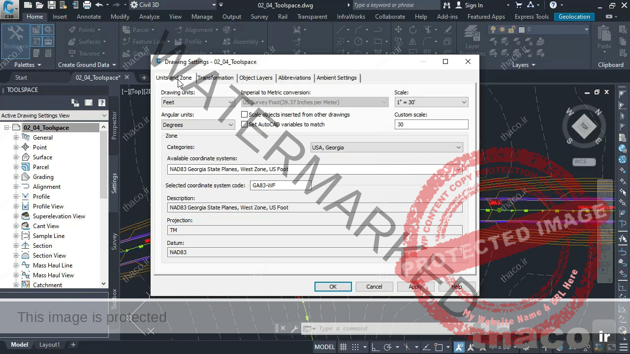 تنظیمات Zone و Units در نرم افزار اتوکد سیویل تری دی