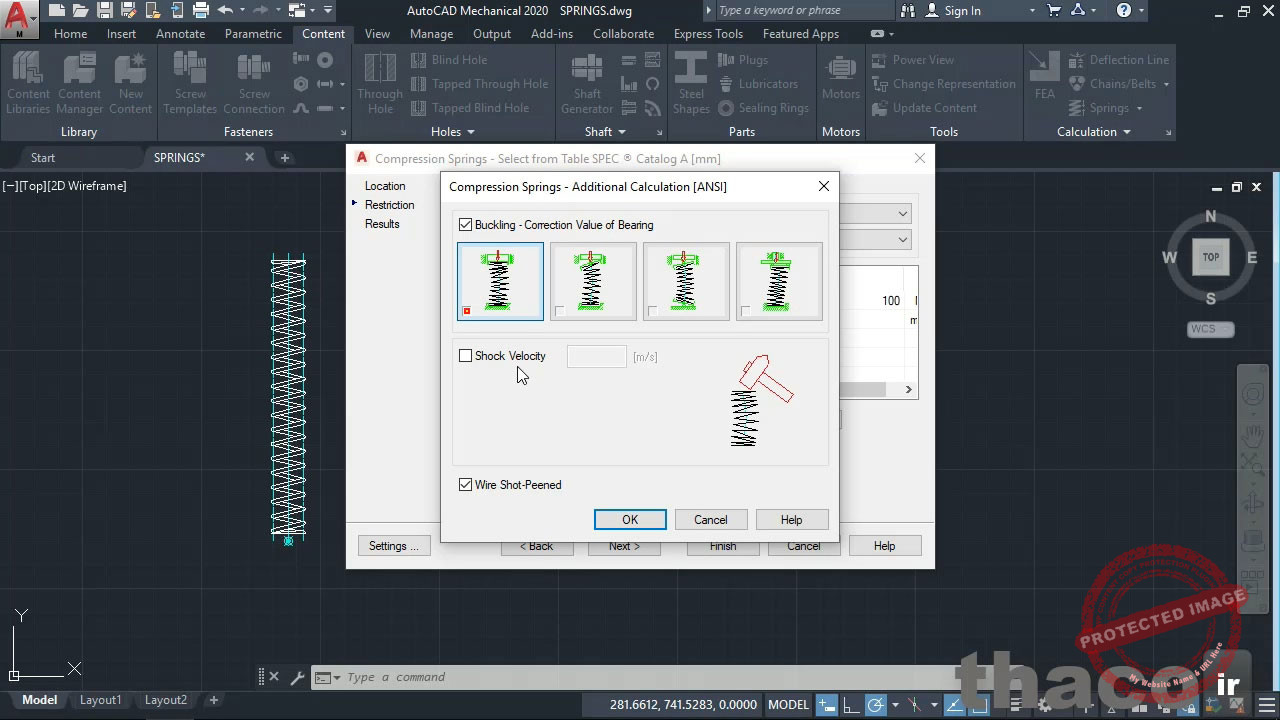 Inserting springs into a drawing