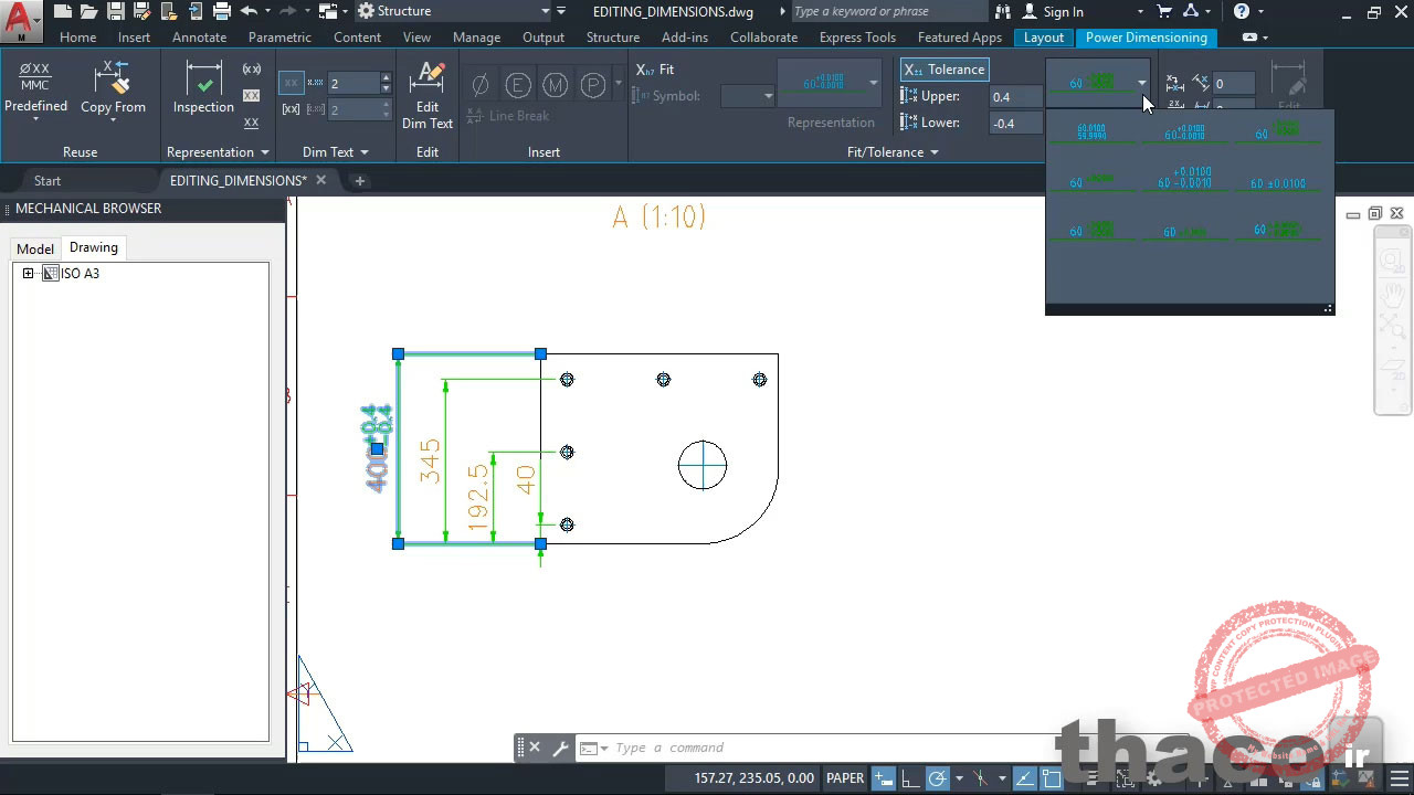 Editing dimensions