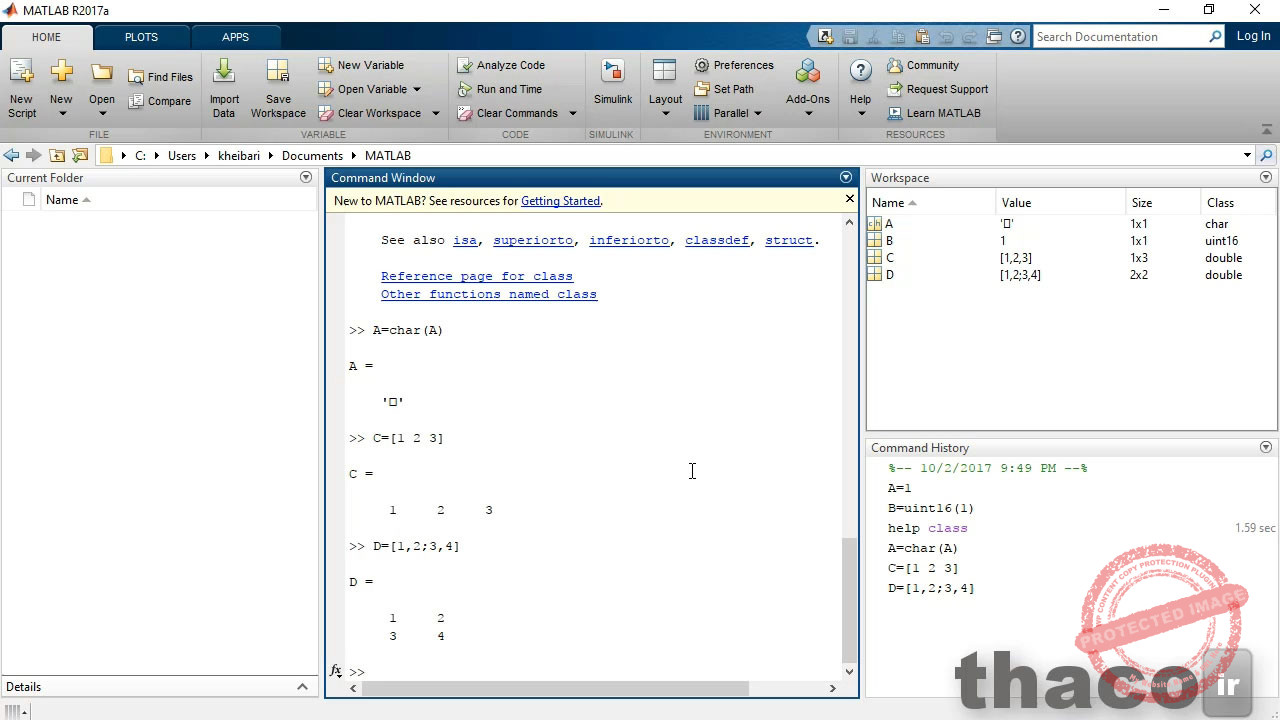 Working with MATLAB variables