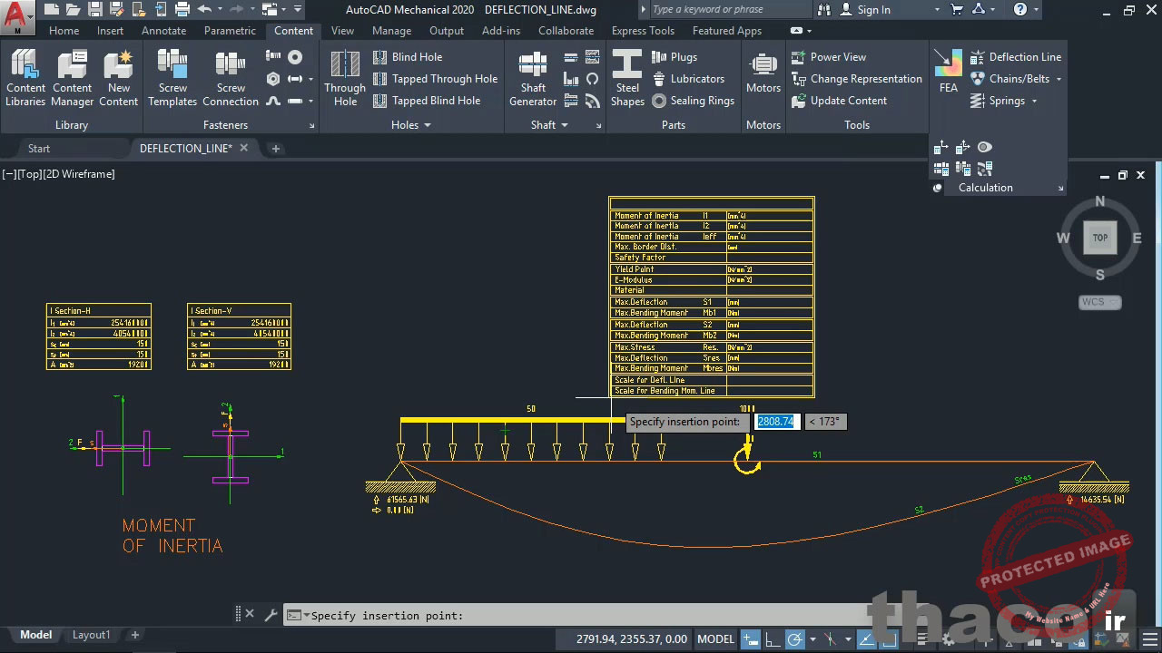 Calculating the deflection line